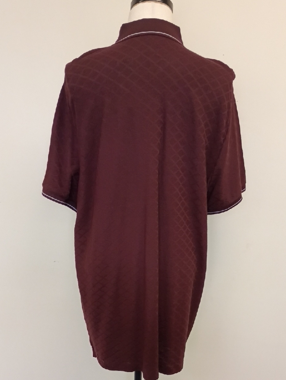 Perry Ellis Burgundy Textured Polo Shirt Contrast Trim Short Sleeve Size XXL - Picture 4 of 12
